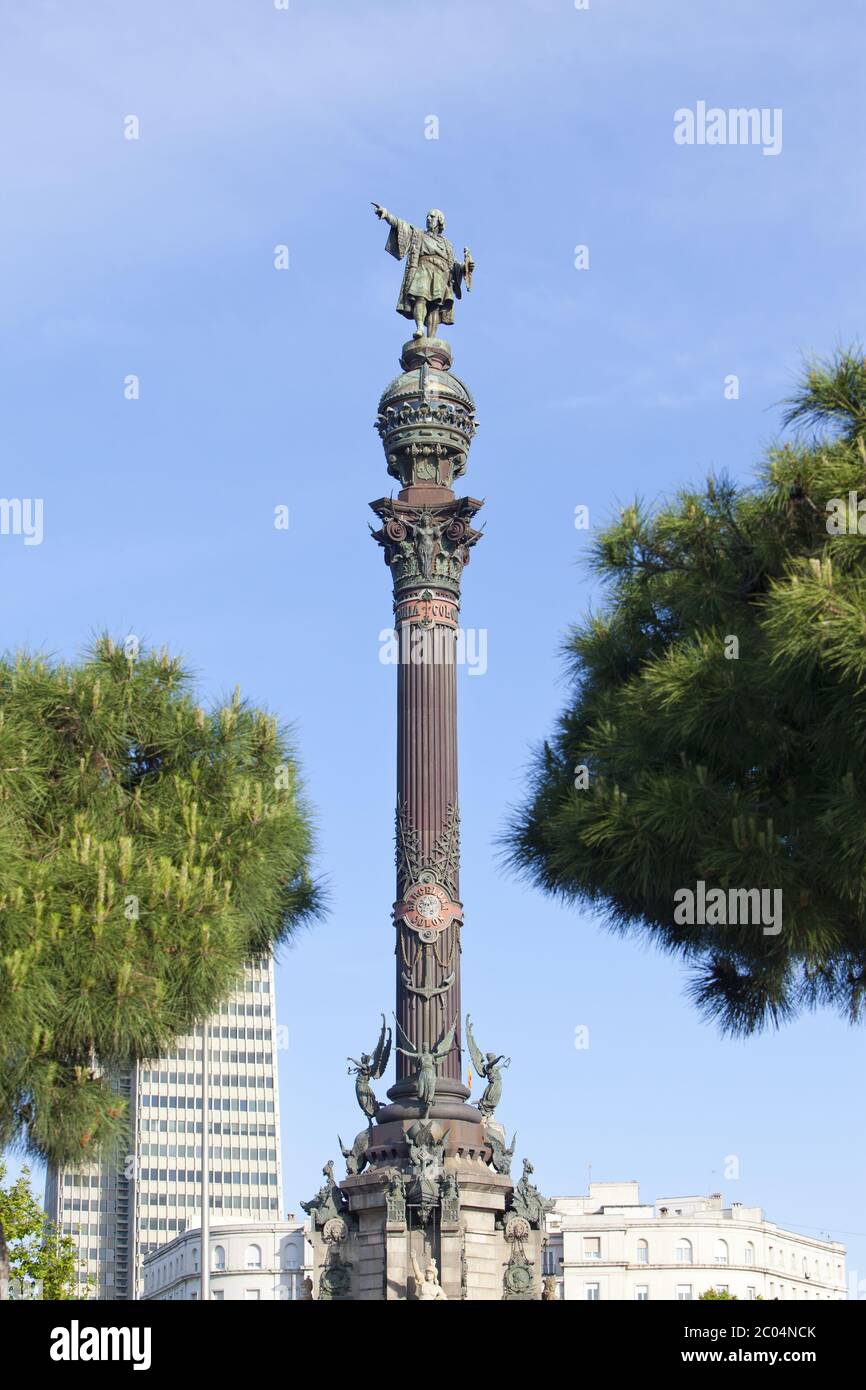 Spagna. Barcellona. Monumento di Colombo Foto Stock