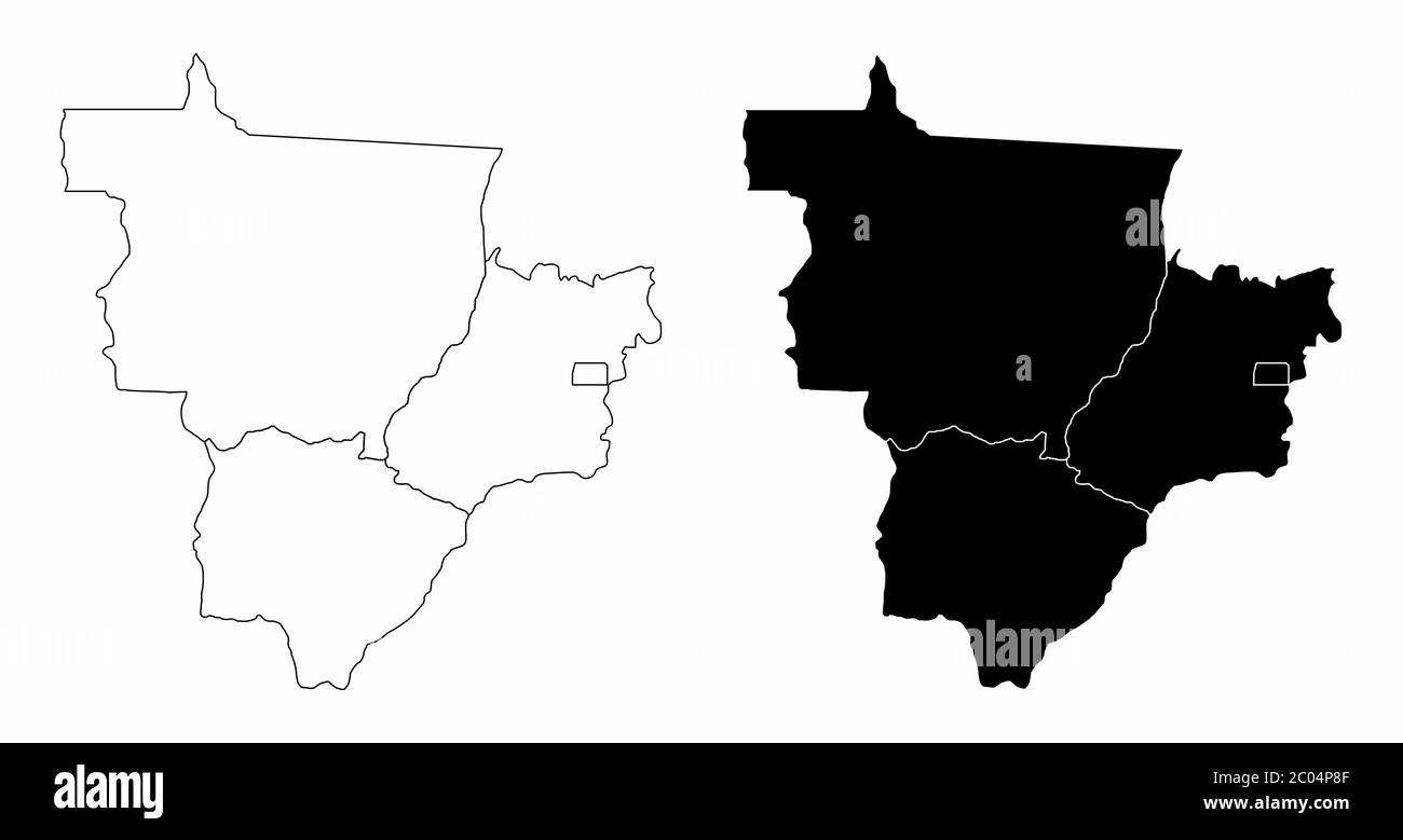 Mappe centro-ovest del Brasile Illustrazione Vettoriale