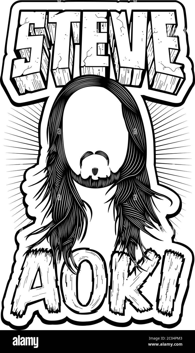 Steve Aoki fan-fatto un poster. Questo poster assomiglia a Steve Aoki, ma non è il suo poster questo mio personaggio che assomiglia a Steve Aoki Illustrazione Vettoriale