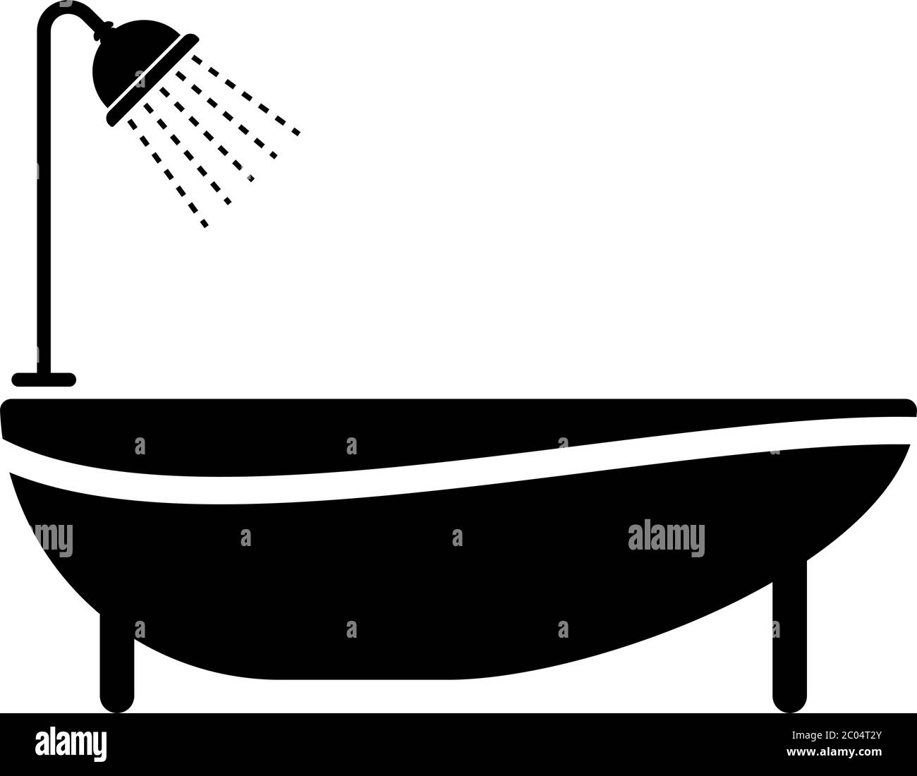 Vasca da bagno e doccia icona Vector Illustration Illustrazione Vettoriale