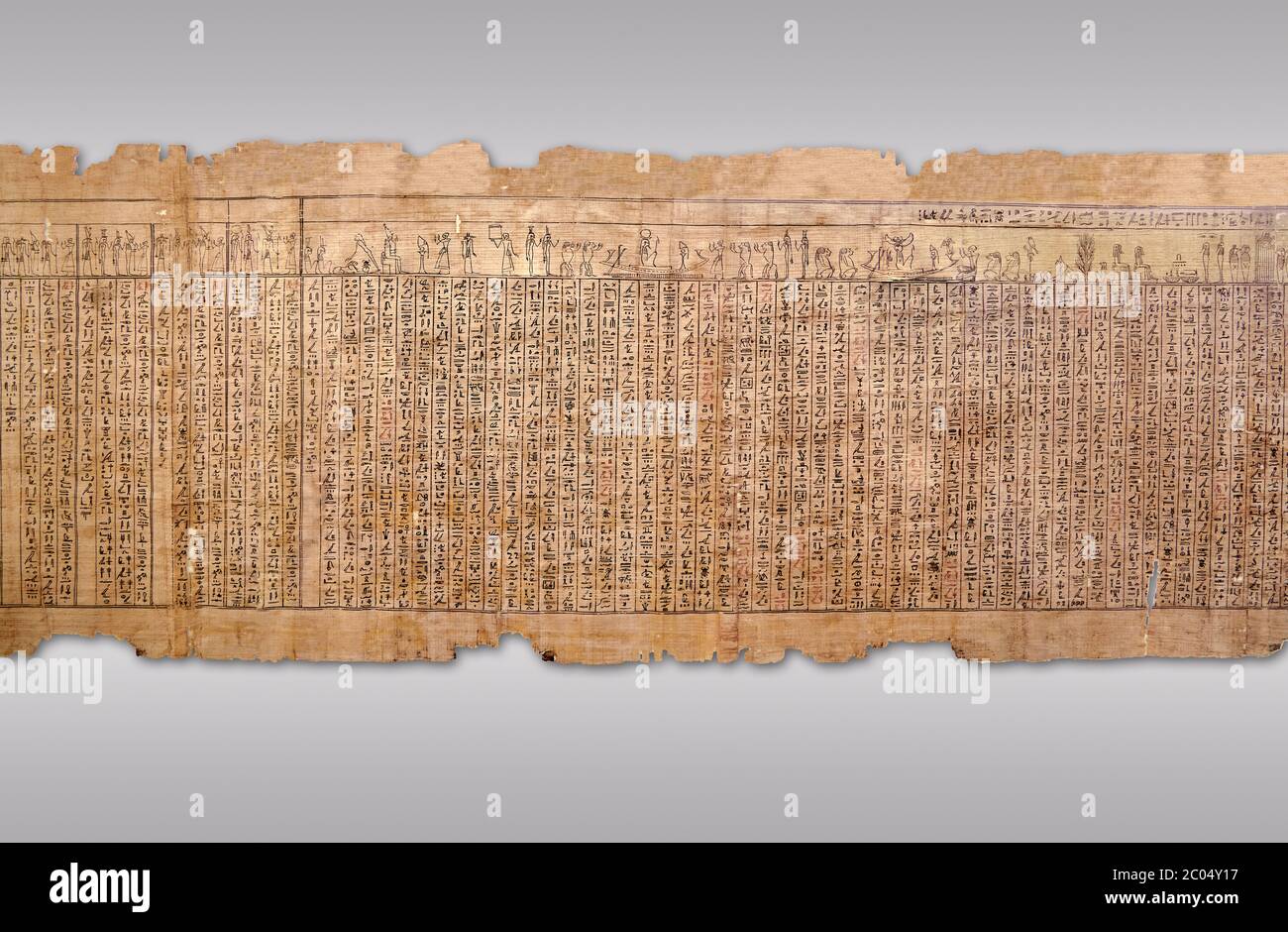 Antico Libro Egizio del papiro morto - Spell 17 sul Dio Atum, Libro dei morti di Iufankh, periodo tolemaico (332 a.C.). Museo Egizio di Torino Foto Stock