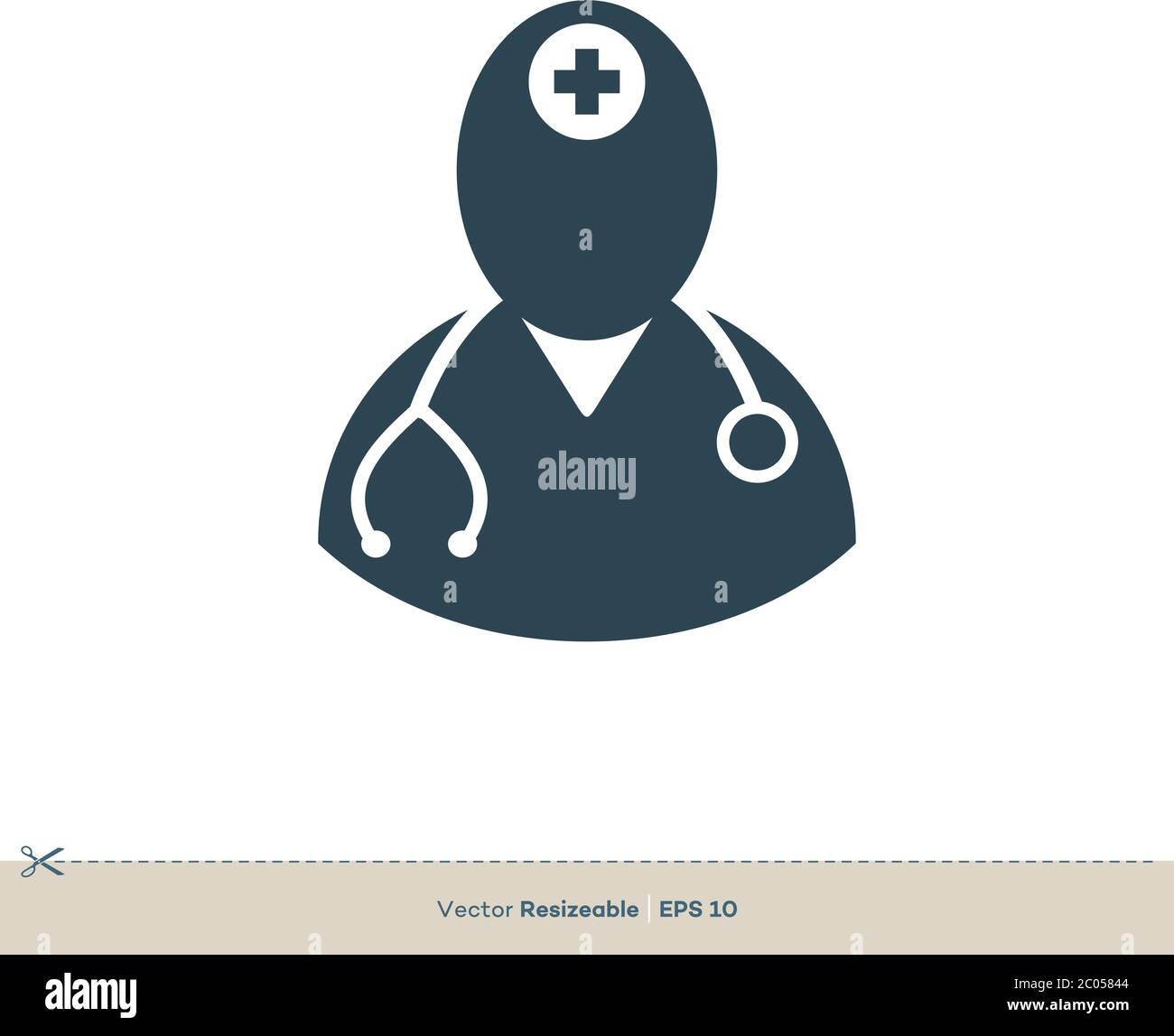 Disegno di illustrazione del modello del logo vettoriale dell'icona di medico, infermiere, assistente sanitario. EPS vettoriale 10. Illustrazione Vettoriale