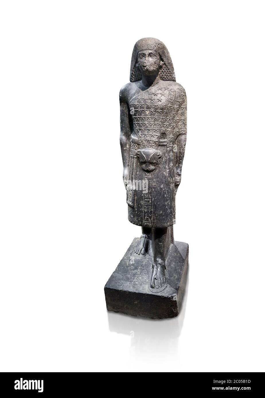 Antica statua egiziana di Aanen, secondo sacerdote di Amon, granodioite, nuovo Regno, XVIII dinastia, (1390-1353, Tebe. Museo Egizio, Torino. Un digni Foto Stock