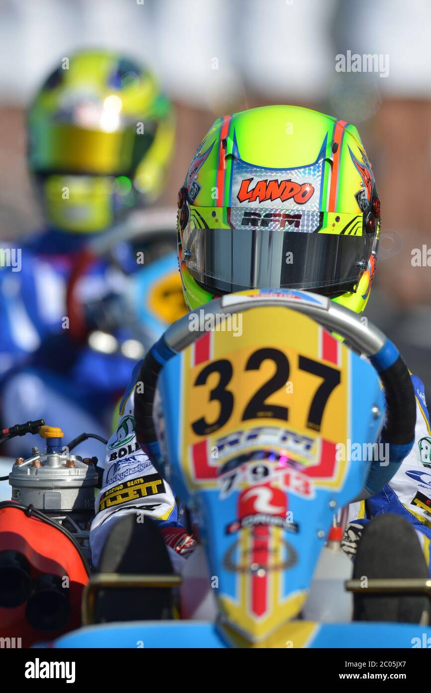 Carriera di Lando Norris nel karting 2013. Foto Stock