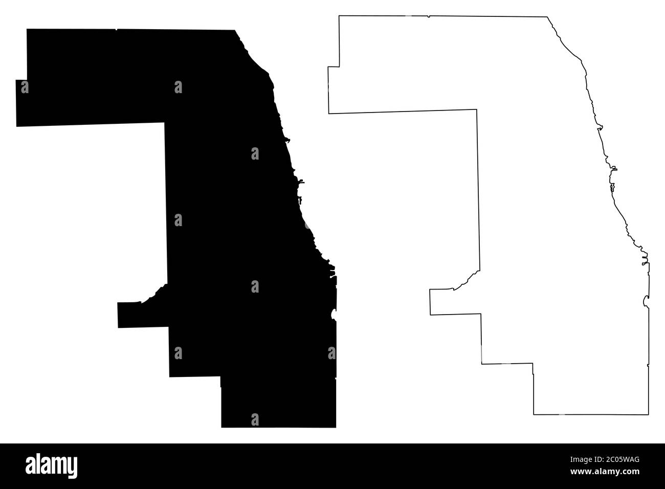 Cook County, Illinois (Stati Uniti, Stati Uniti d'America, Stati Uniti, Stati Uniti, Stati Uniti) mappa vettoriale, schizzo scrimolo mappa Cook Illustrazione Vettoriale