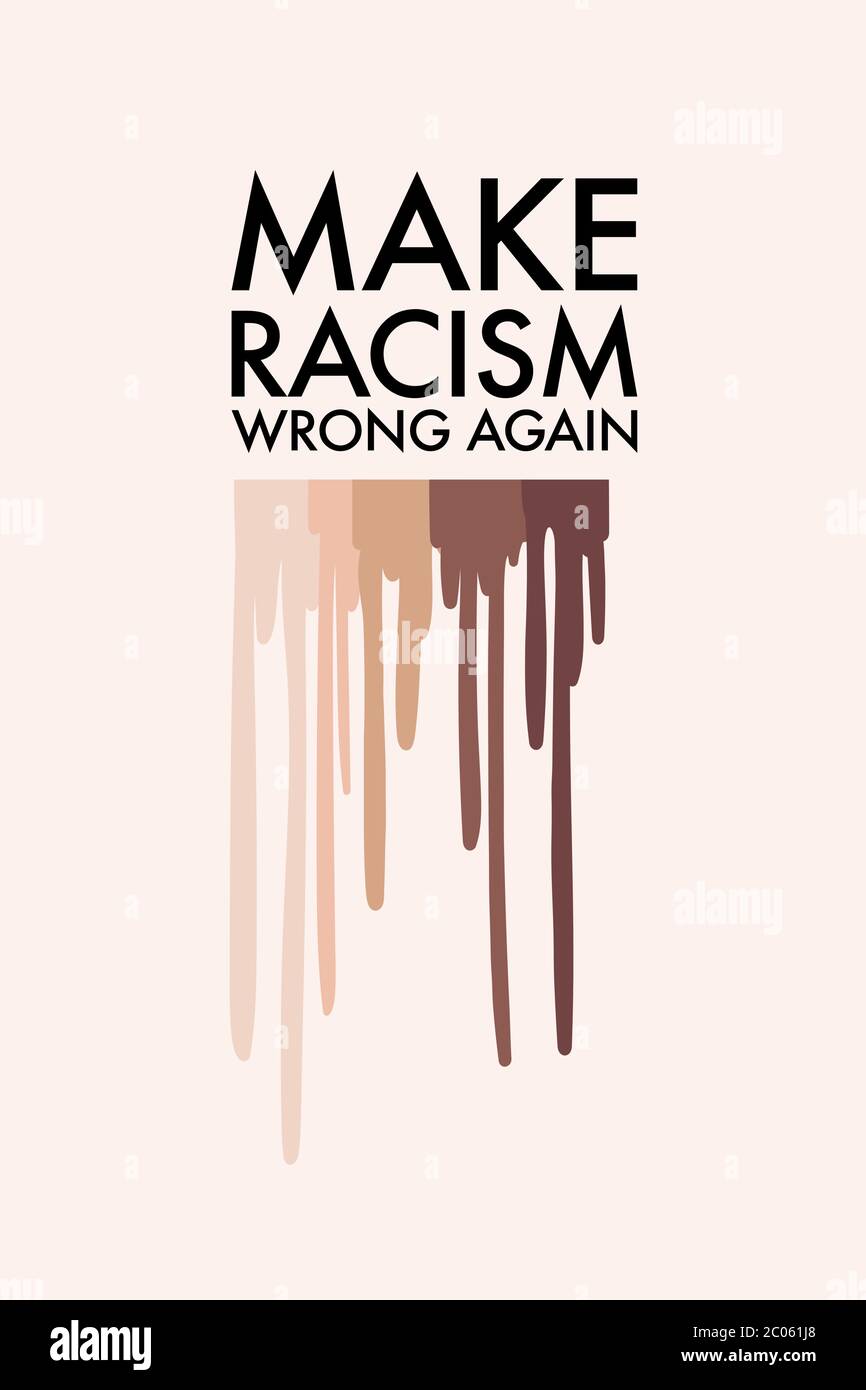 Faccia il razzismo ancora sbagliato adesivo, distintivo, art. Anti razziale, stop discrimination, xenofobia vettore. Solidarietà, segno di tolleranza, diversità citano clipart. Illustrazione Vettoriale