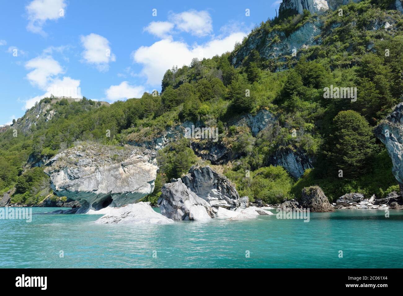 Santuario delle grotte di marmo, Cattedrale di marmo sul Lago Generale Carrera, Puerto Rio Tranquilo, Regione di Aysen, Patagonia, Cile Foto Stock