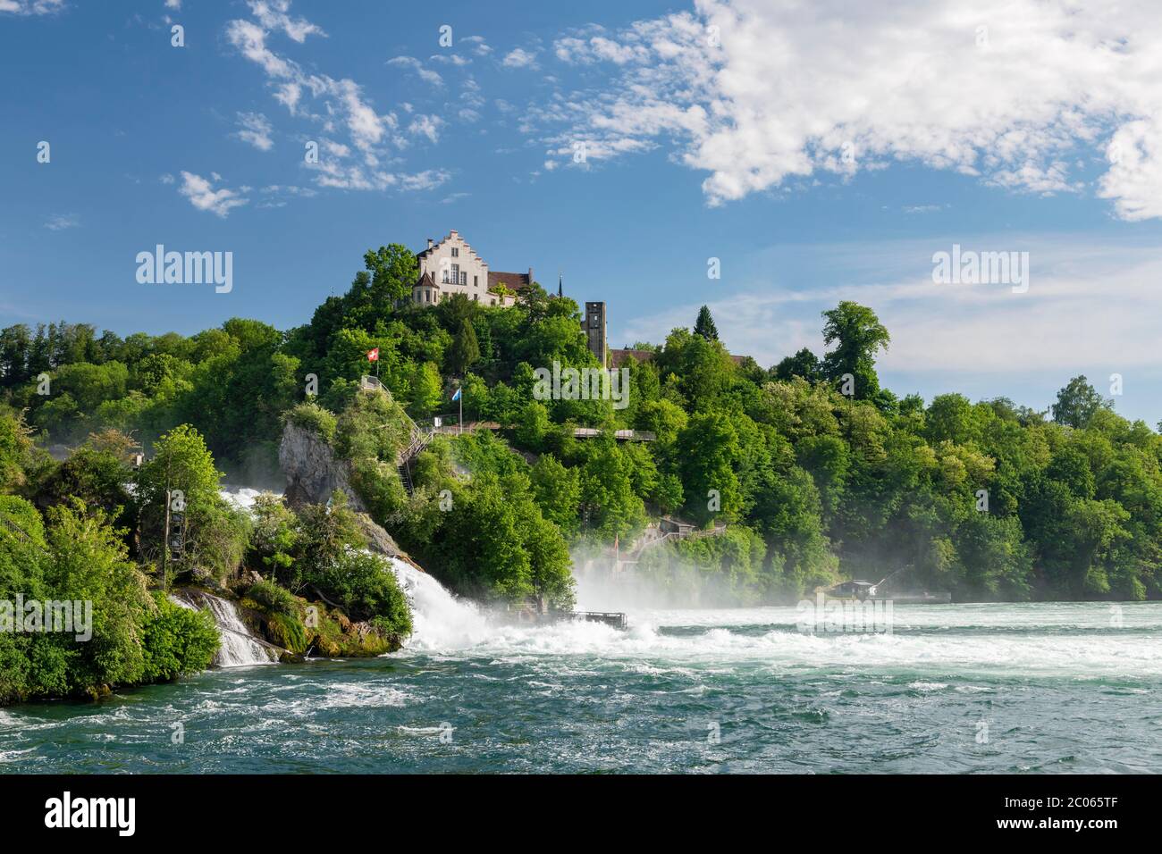 Cascate del Reno con Laufen Castello, a Sciaffusa, Cantone di Sciaffusa, Svizzera Foto Stock