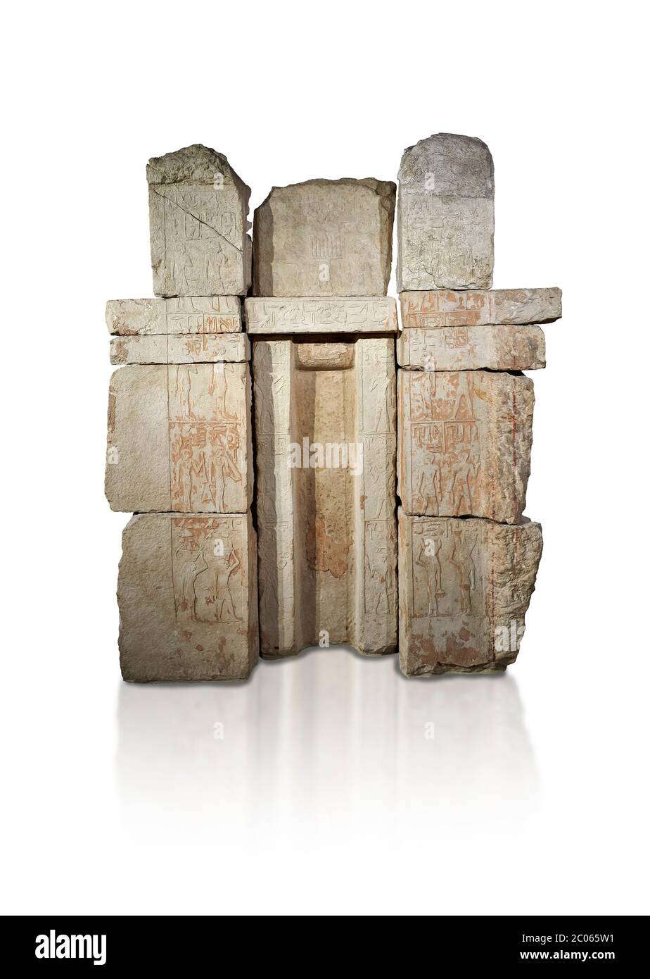 Antico stele Egiziano Falso porta della principessa Wehemnefret, calcare, Antico Regno, IV dinastia (2543-2435 a.C.), Giza, Cimitero Occidentale, mastaba di Wehe Foto Stock