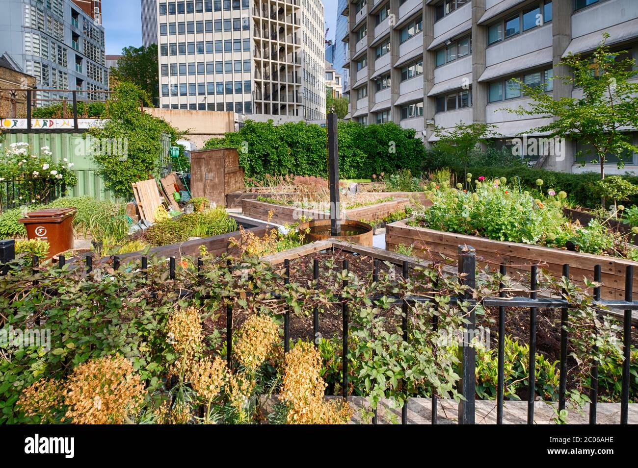 Community Garden in Melior Street, vicino a London Bridge e Bermondsey, un tipico esempio di un progetto di giardino della comunità Inner-City Foto Stock