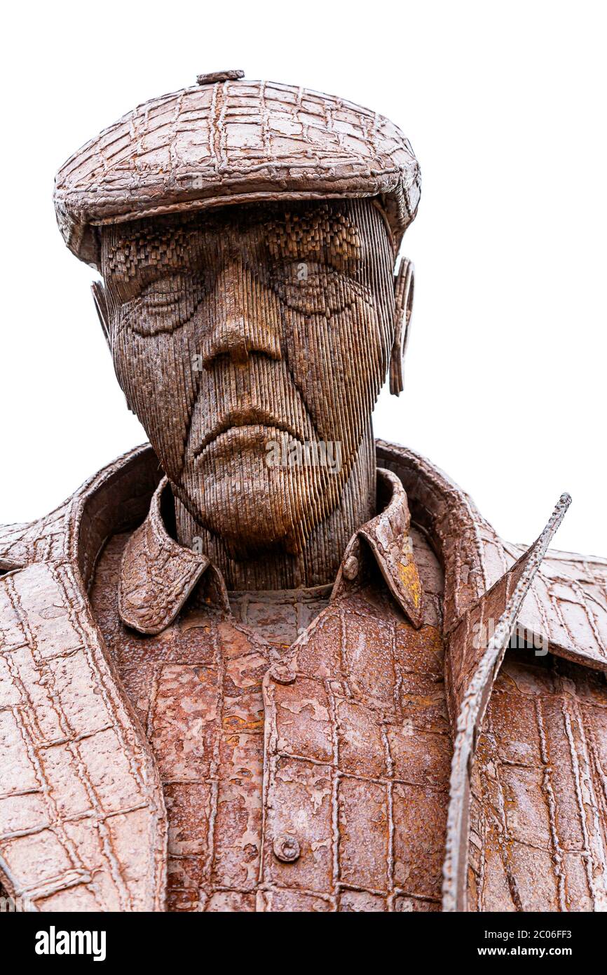 Freddie Gilroy e la statua di Scarborough degli straggler Belsen Foto Stock