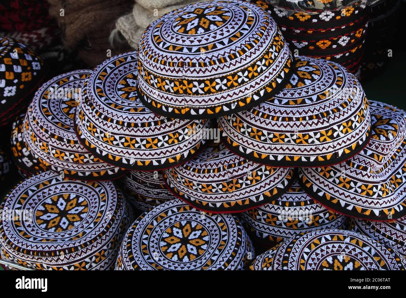 Cranio ricamato. Turkmenistan. Ashkhabad Foto Stock