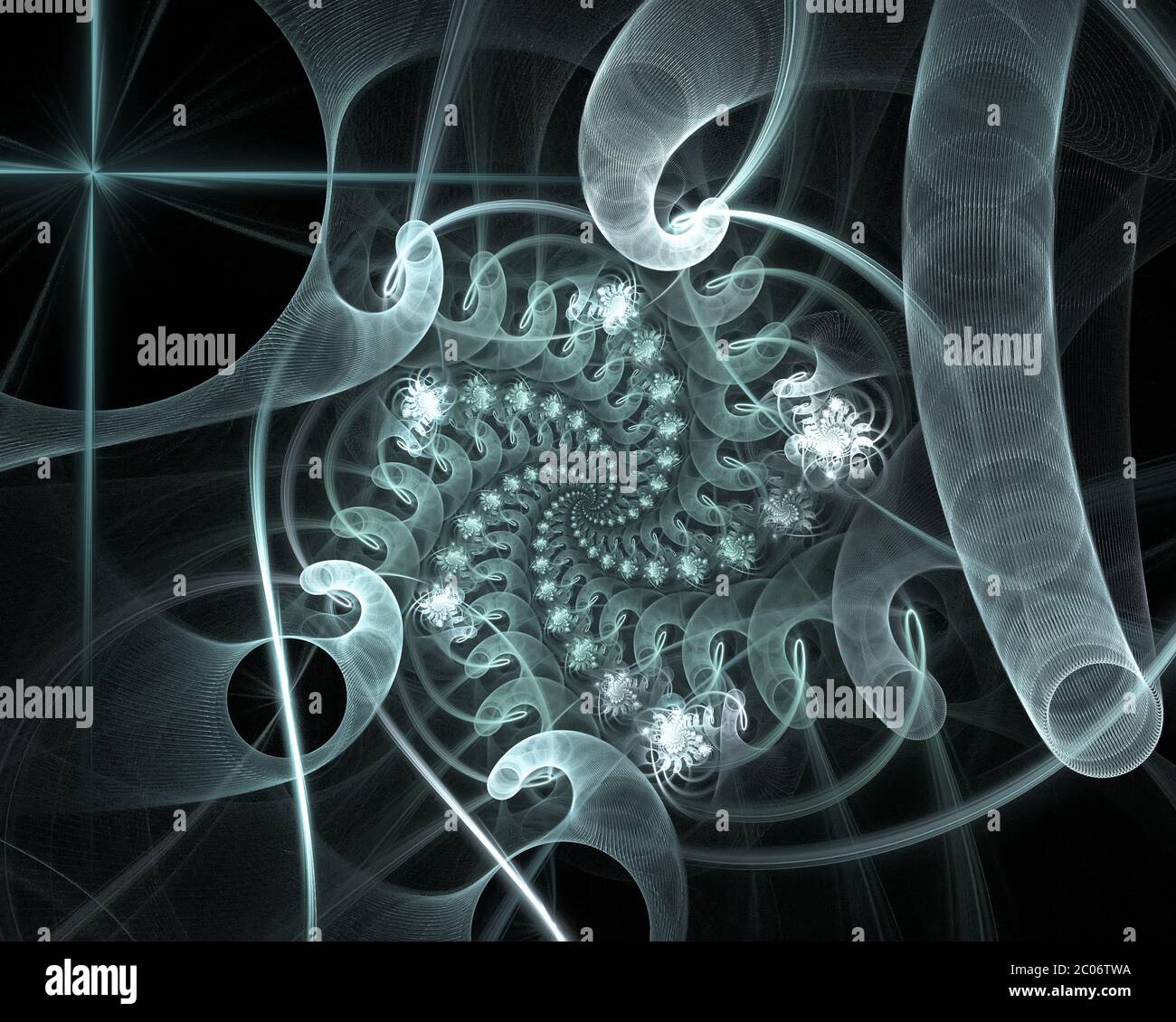 Il modello della griglia e dei mazzi di spirali. Grafica generata dal computer. Foto Stock