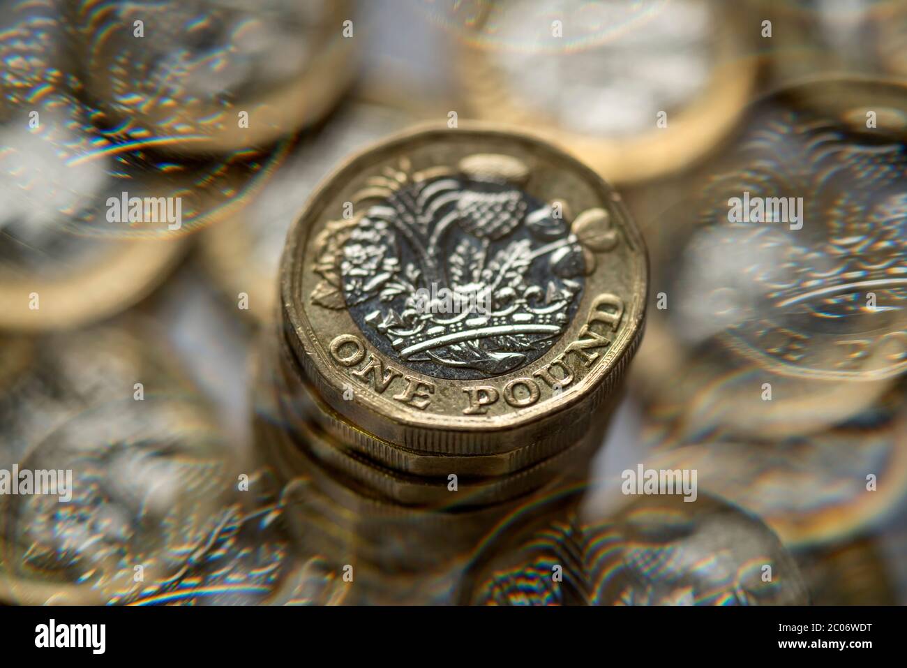 Monete da sterline (GBP) Foto Stock