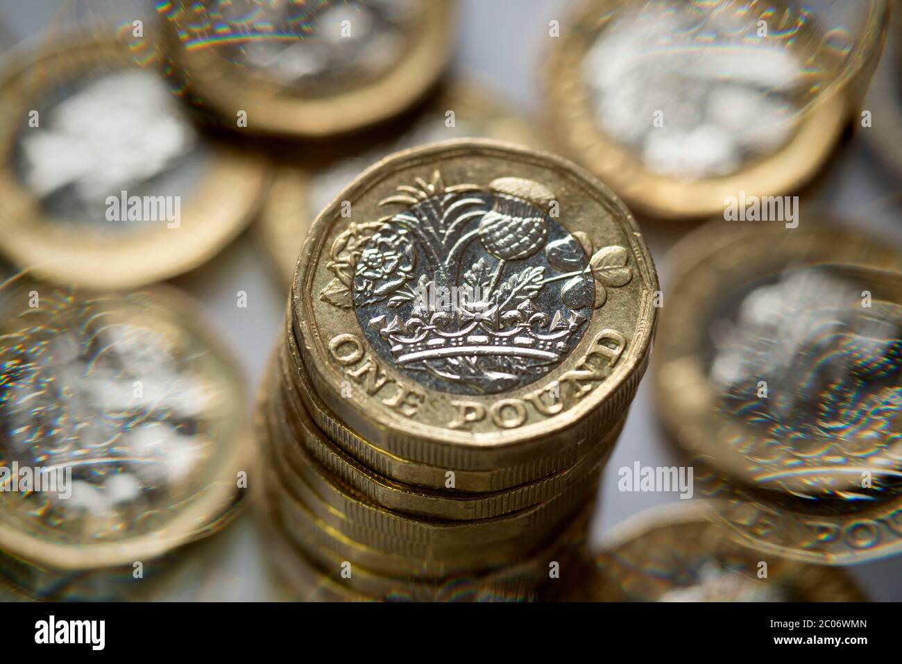 Monete da sterline (GBP) Foto Stock