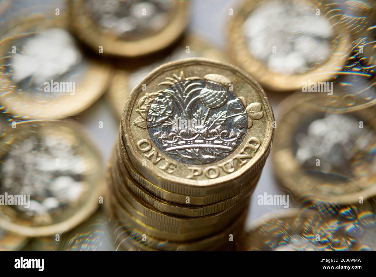 Monete da sterline (GBP) Foto Stock
