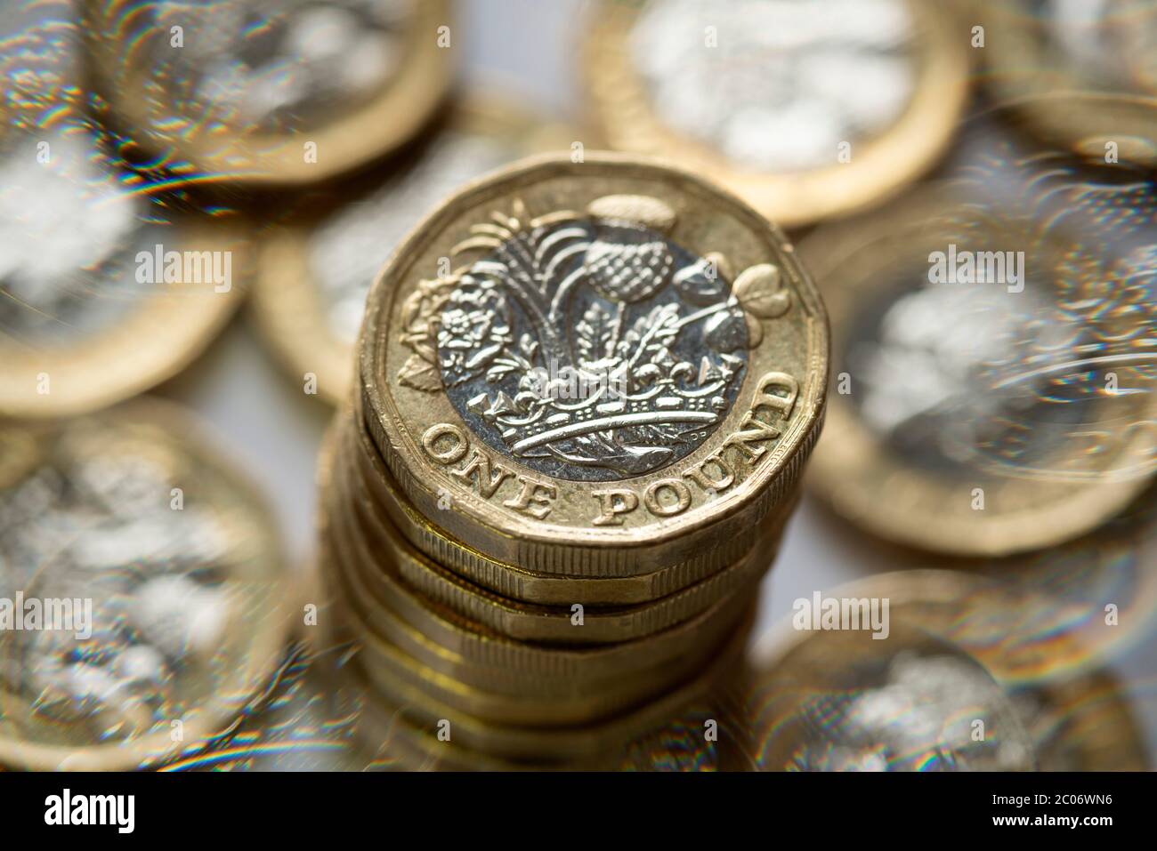 Monete da sterline (GBP) Foto Stock