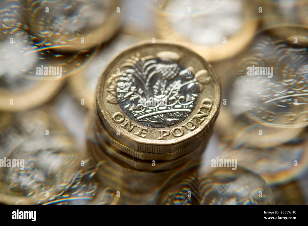Monete da sterline (GBP) Foto Stock