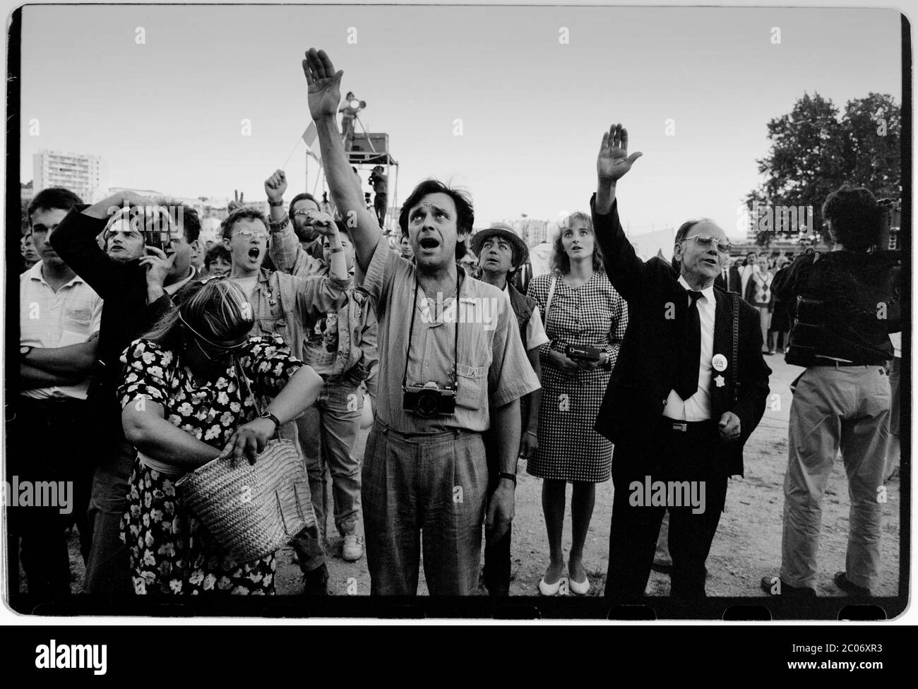 Jean-Marie le Pen leader del fronte nazionale e sostenitori della campagna elettorale presidenziale Marsiglia 1988. Foto Stock