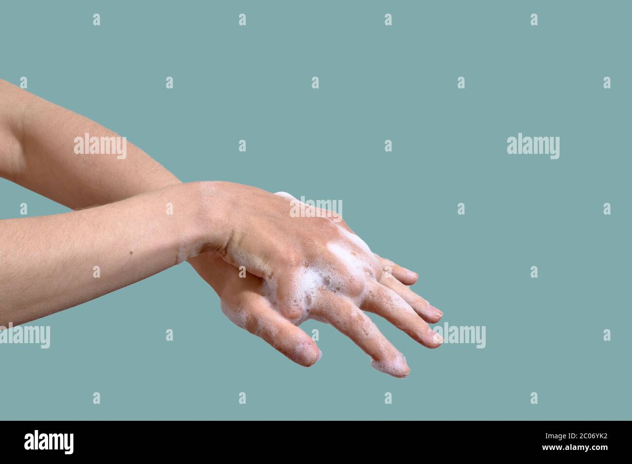 Procedura medica di lavaggio delle mani. Mantenere pulito Foto Stock