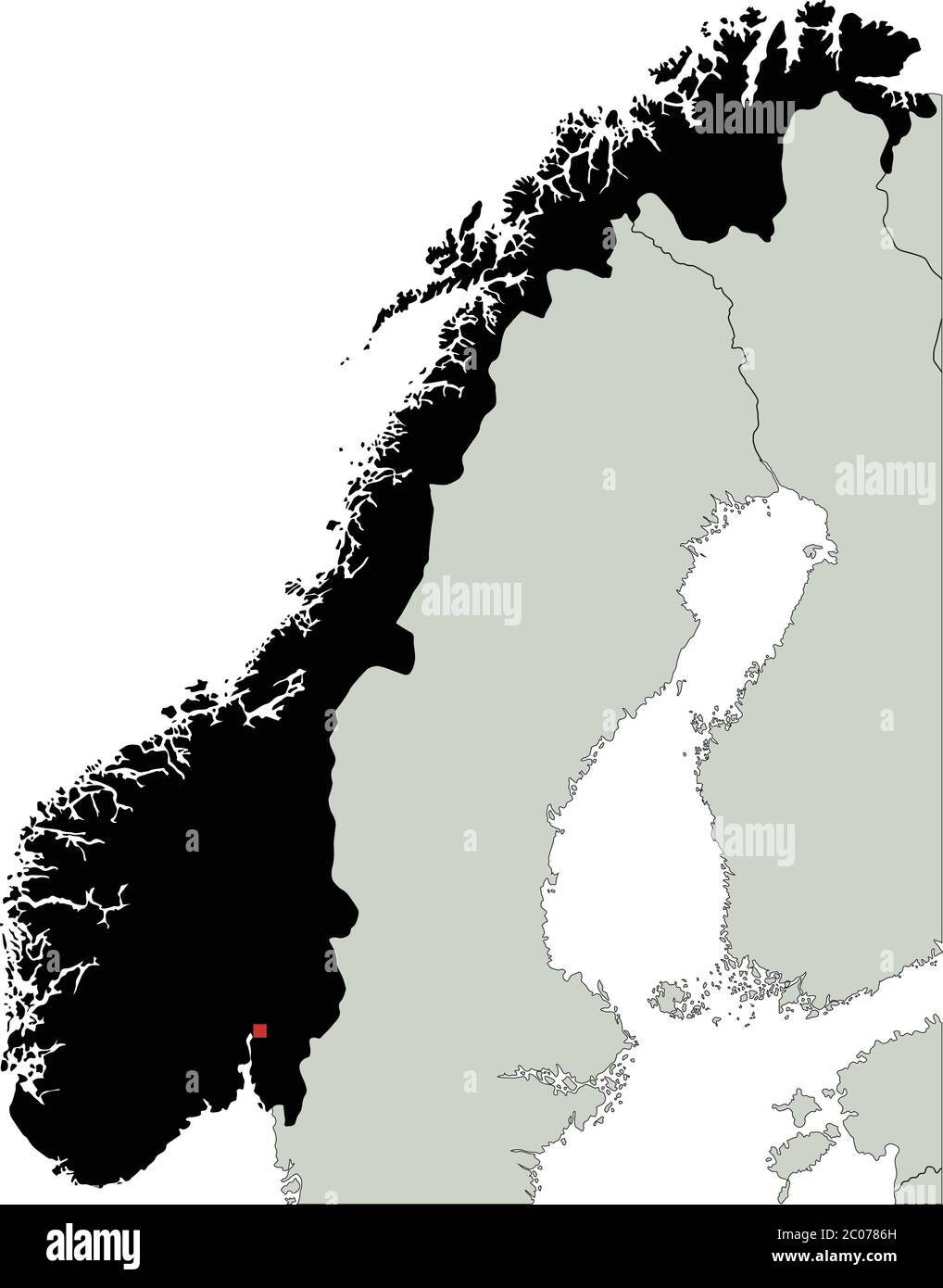 Mappa di Silhouette della Norvegia estremamente dettagliata. Illustrazione Vettoriale