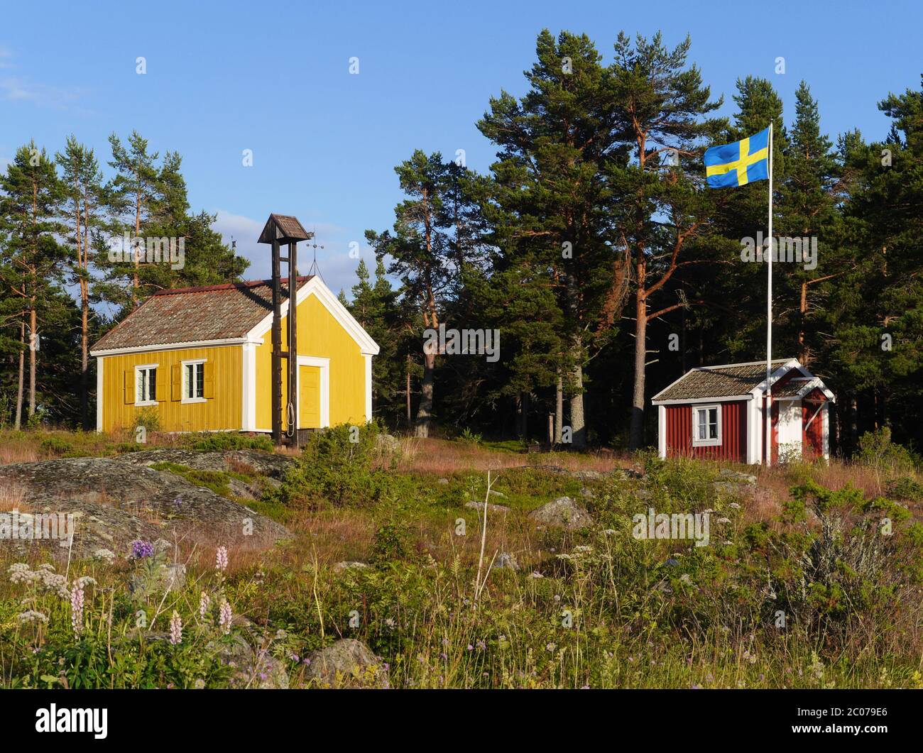 cappella del villaggio di pescatori kråkön, svezia Foto Stock