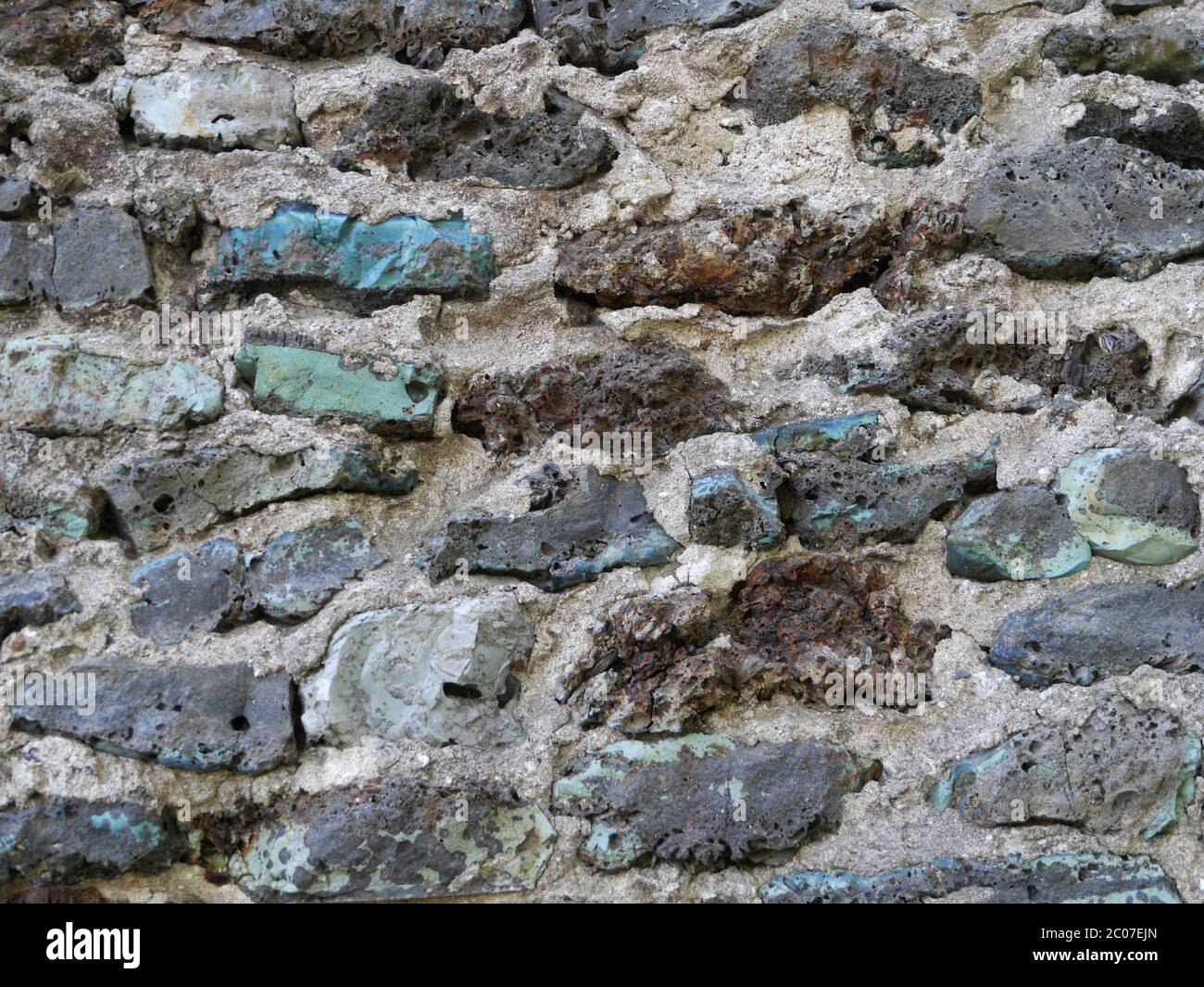 muro di mattoni di scorie Foto Stock
