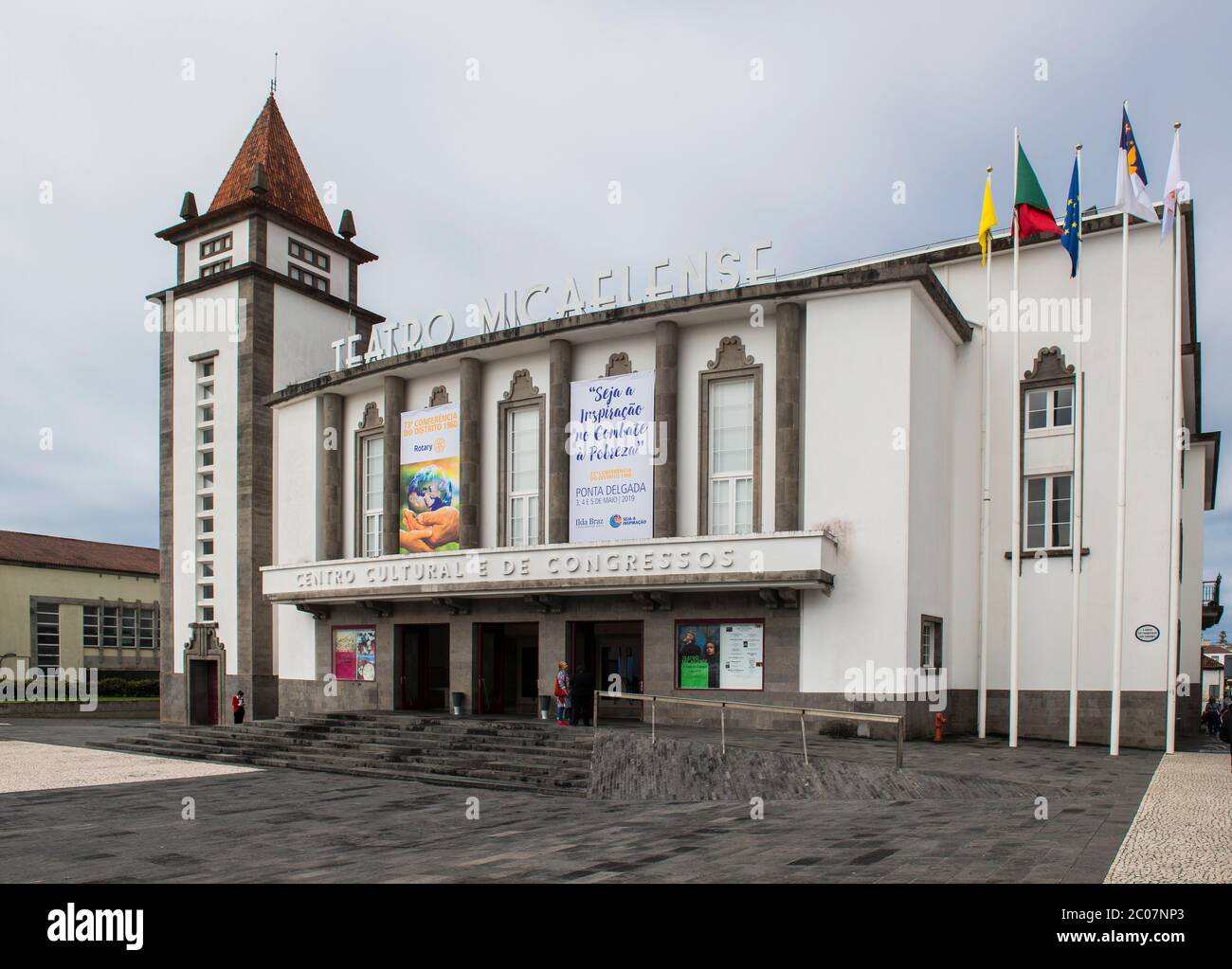 Teatro Micaelense, Ponta Delgada, isola Sao Miguel, Azzorre, Portogallo Foto Stock
