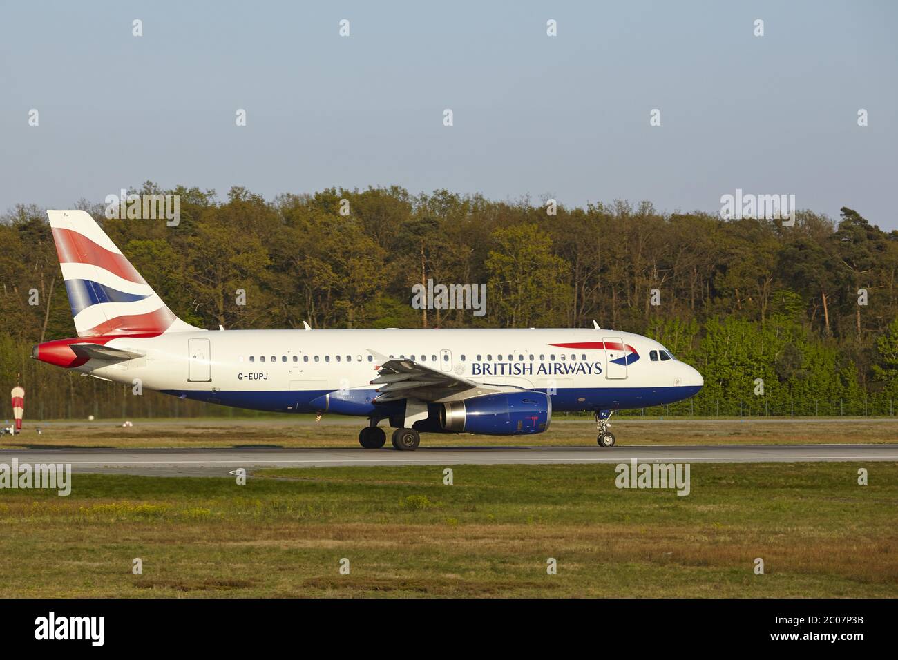 Aeroporto di Francoforte - lancio di un Airbus A319 da British Airways Foto Stock