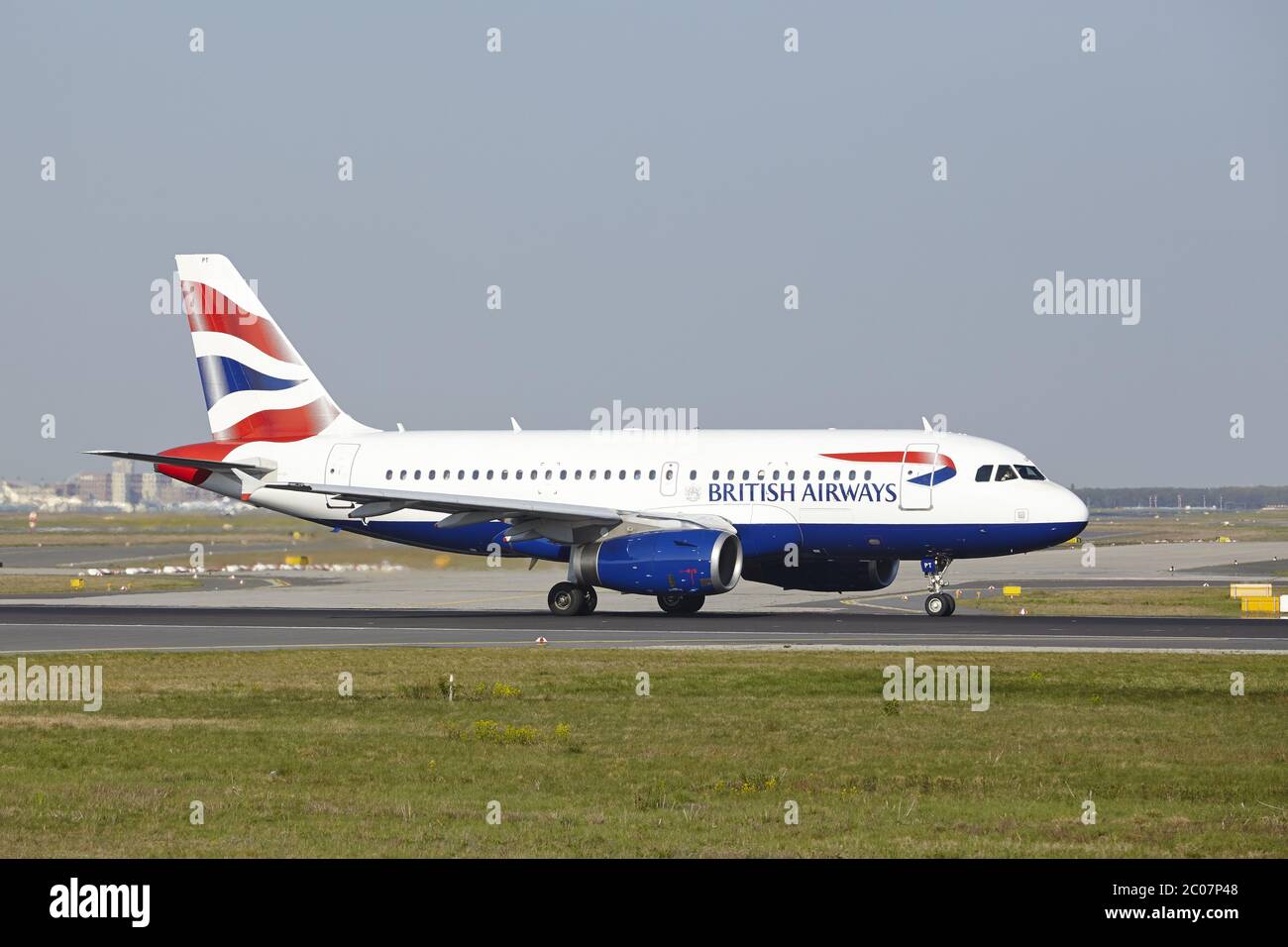 Aeroporto di Francoforte - lancio di un Airbus A319 da British Airways Foto Stock