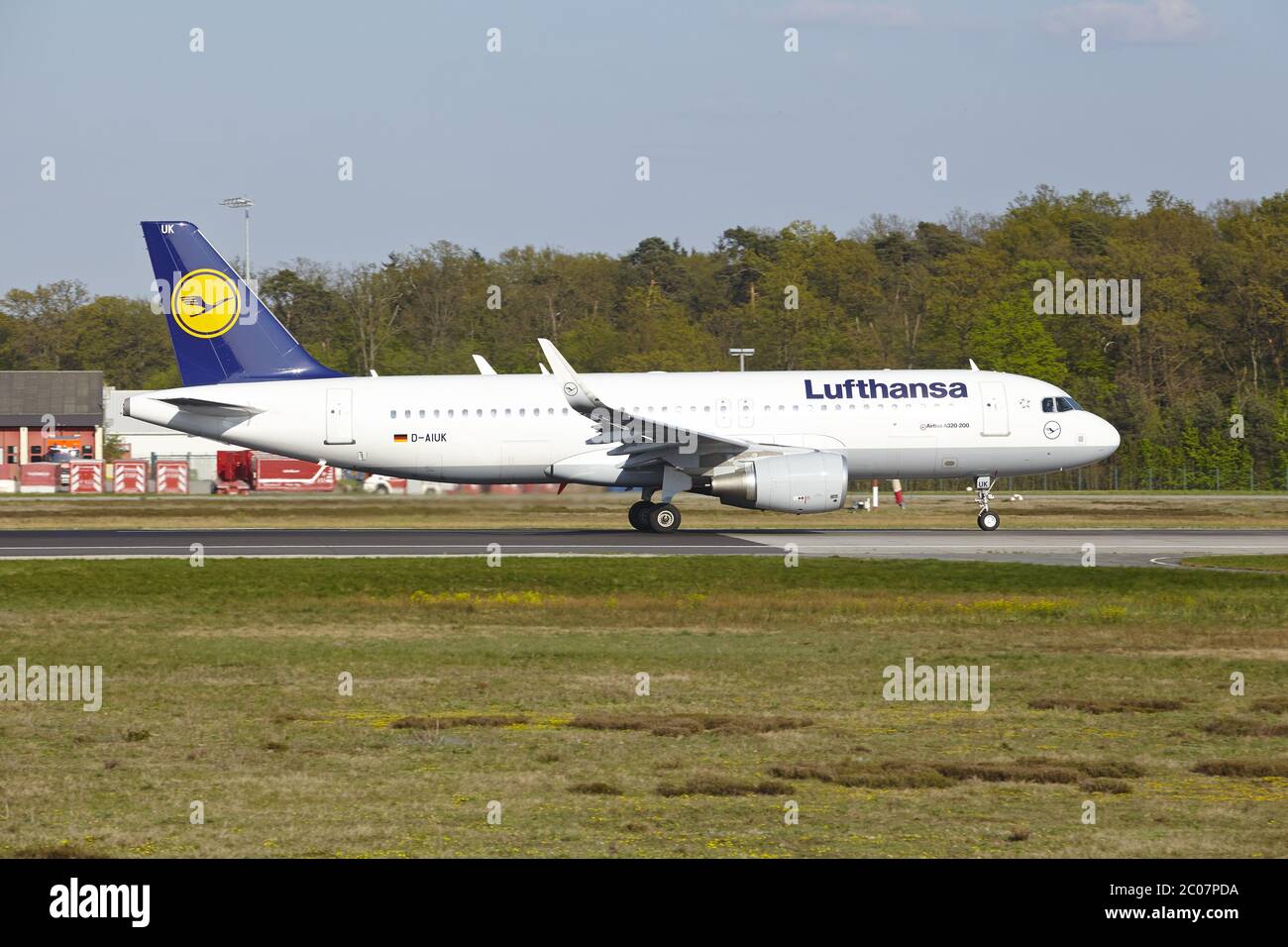 Aeroporto di Francoforte - lancio di una A320-200 da Lufthansa Foto Stock