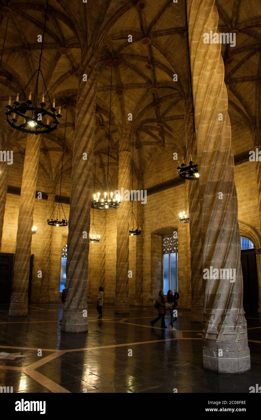 Sala di commercio del Collegio di alta seta art Valencia Spagna Foto Stock