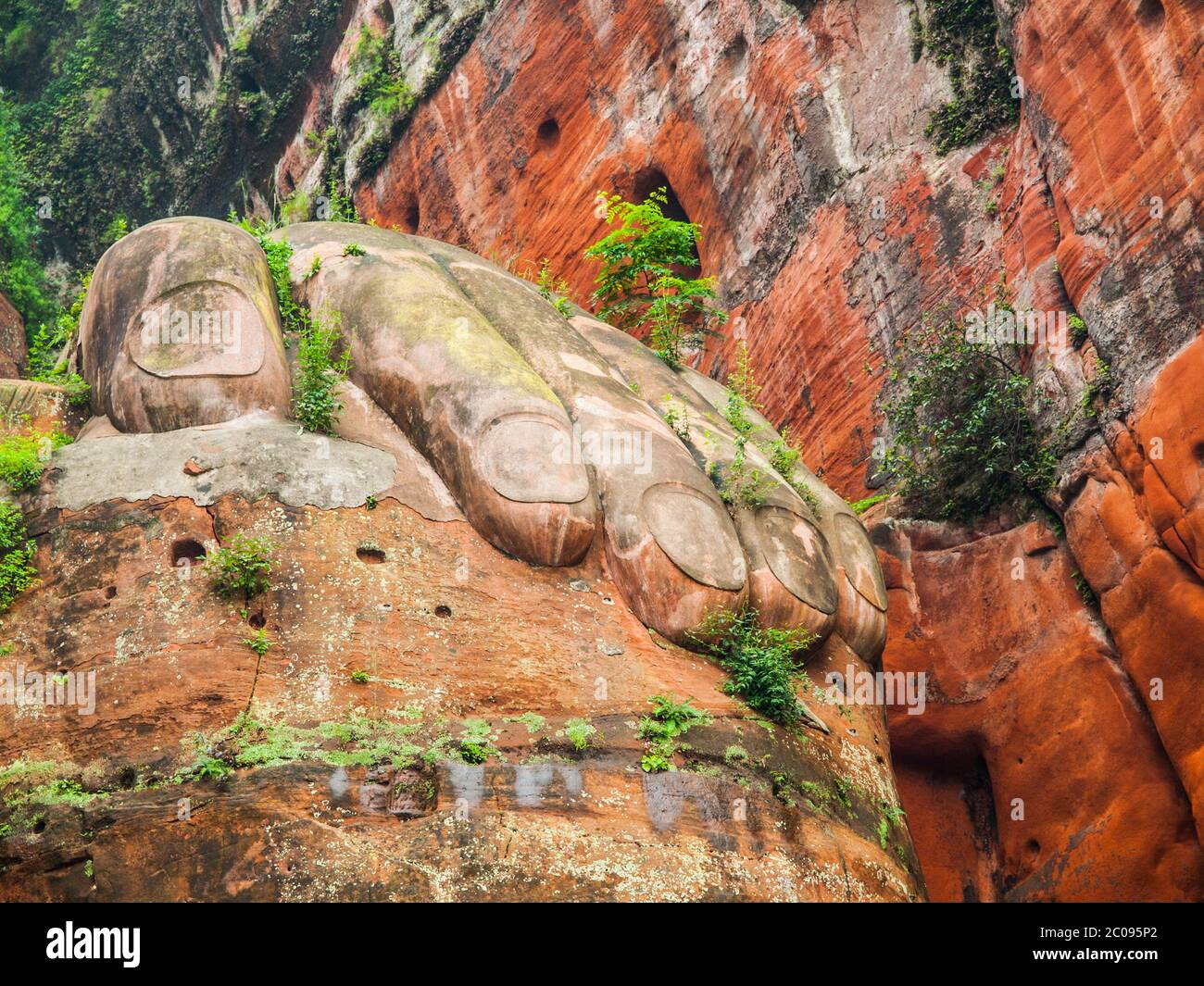 Mano gigante di Buddha in Leshan, Sichuan, Cina Foto Stock