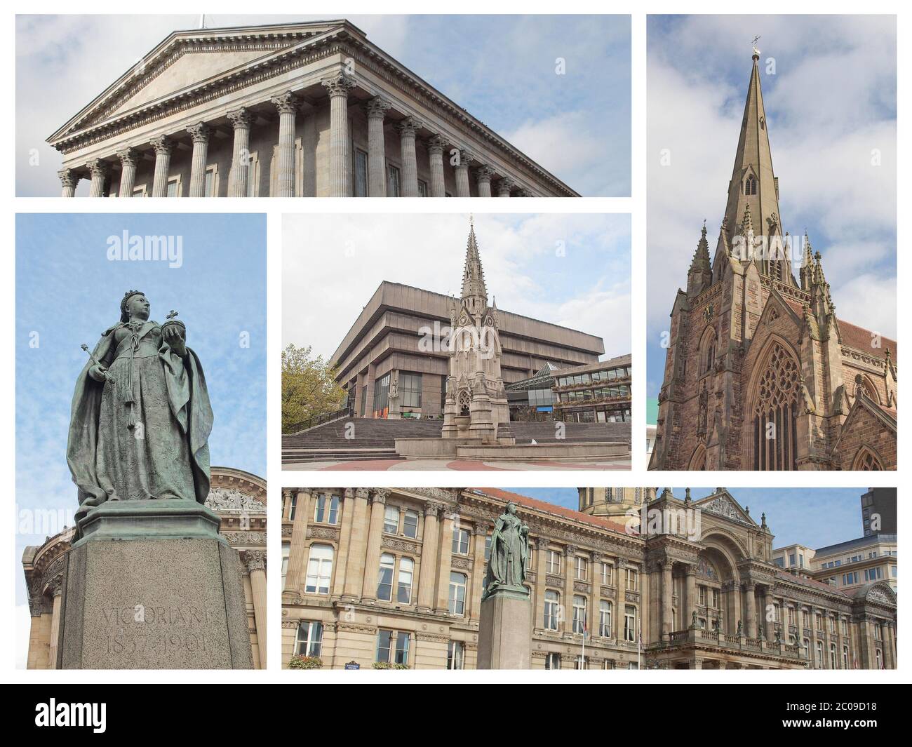 Collage dei monumenti di Birmingham Foto Stock