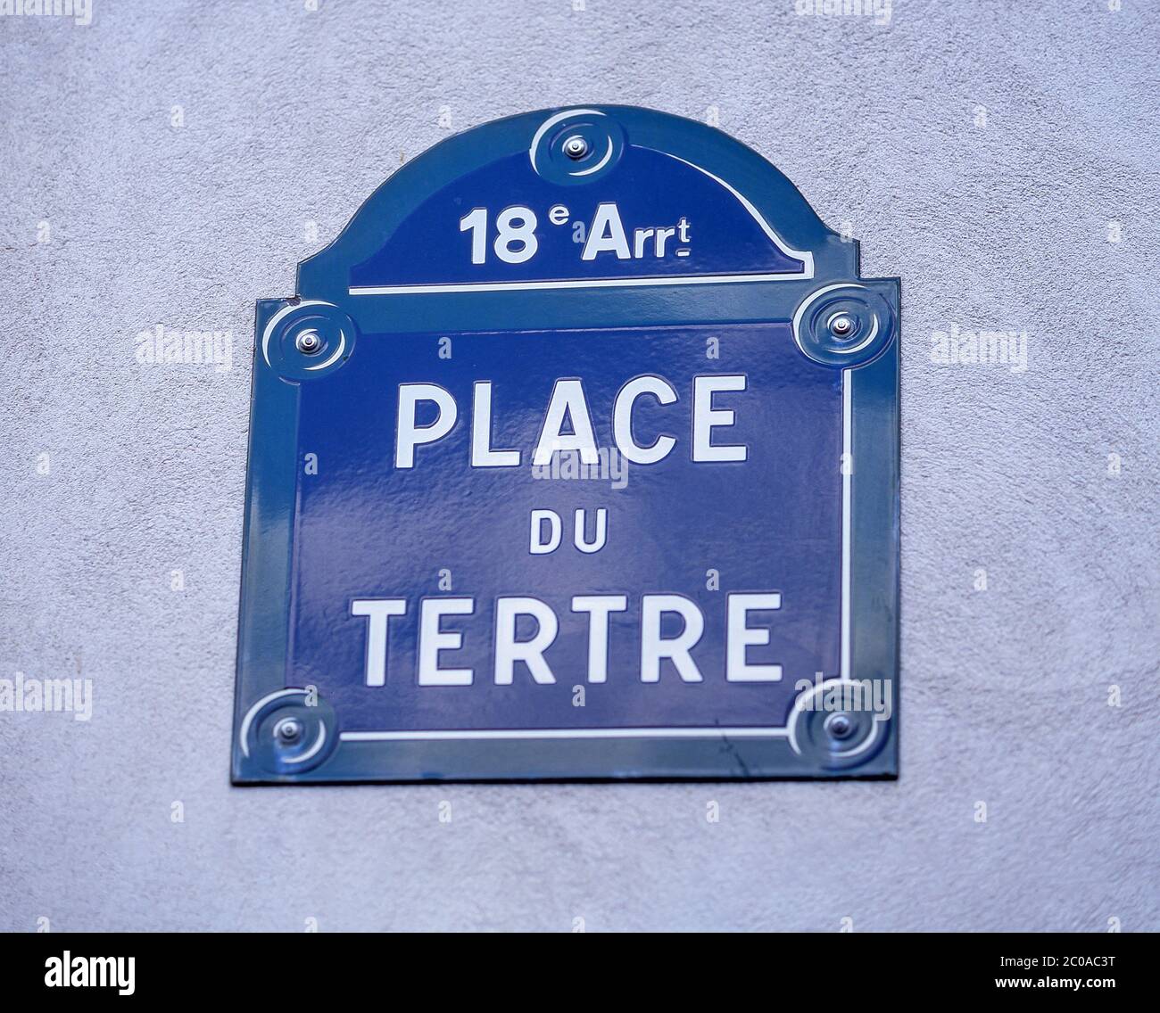 Cartello stradale in Place du Tertre, Montmartre, Parigi, Île-de-France, Francia Foto Stock