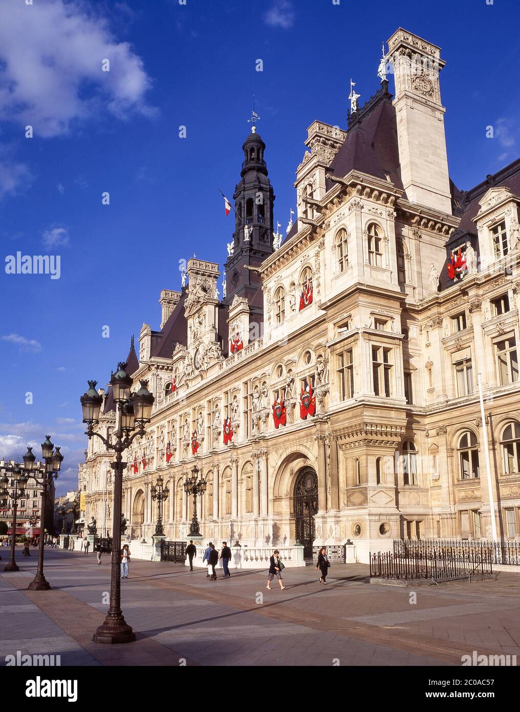 Hôtel de Ville (Municipio), Place de l'Hôtel de Ville, Parigi, Île-de-France, Francia Foto Stock