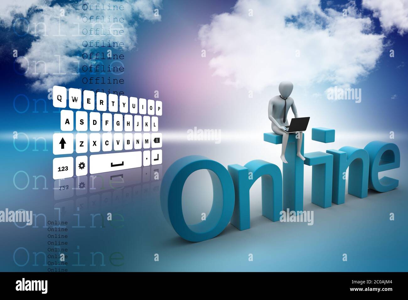 Online il concetto di lavoro Foto Stock