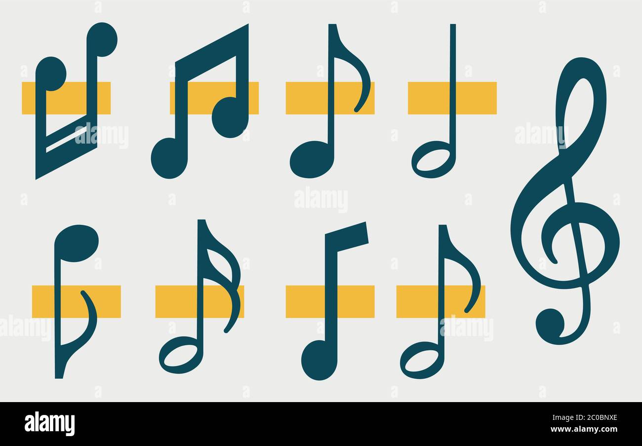 Icone note musicali impostate. Illustrazione vettoriale eps 10 Illustrazione Vettoriale