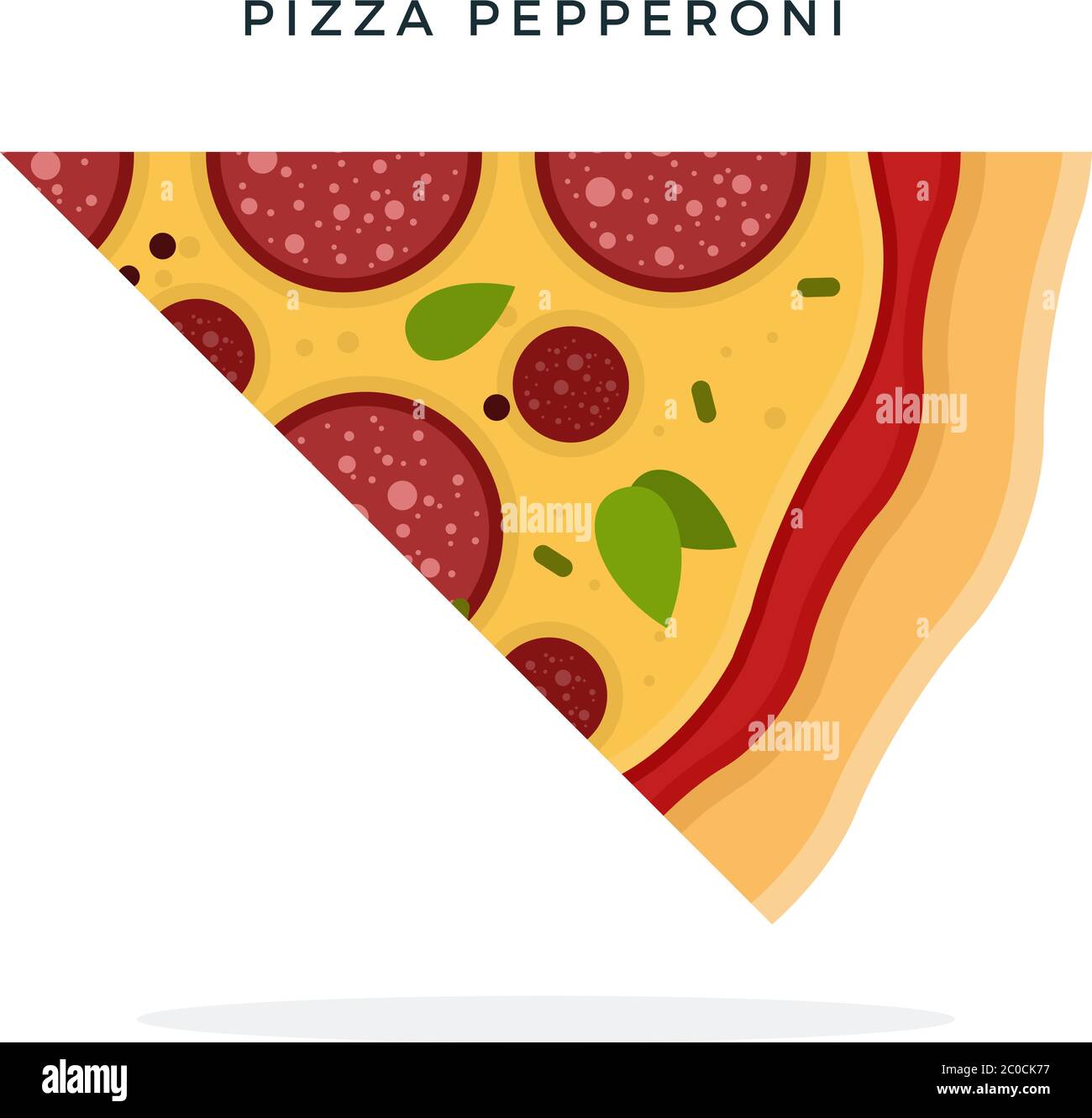 Pezzo di pepperoni vettore pizza piatto isolato Illustrazione Vettoriale