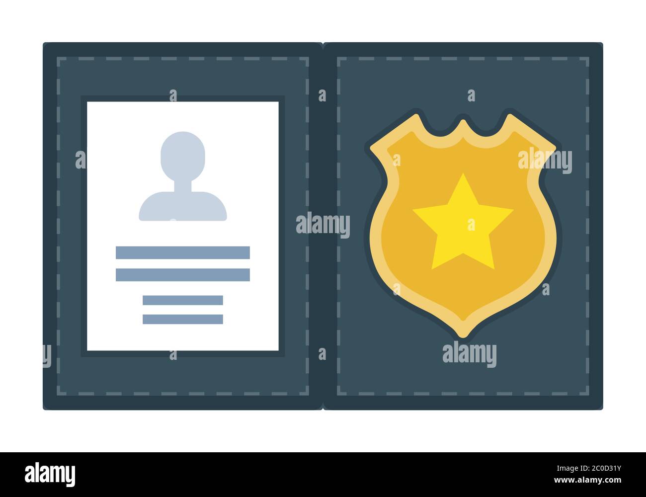 Icona vettore documento ID polizia piatta isolata. Illustrazione Vettoriale