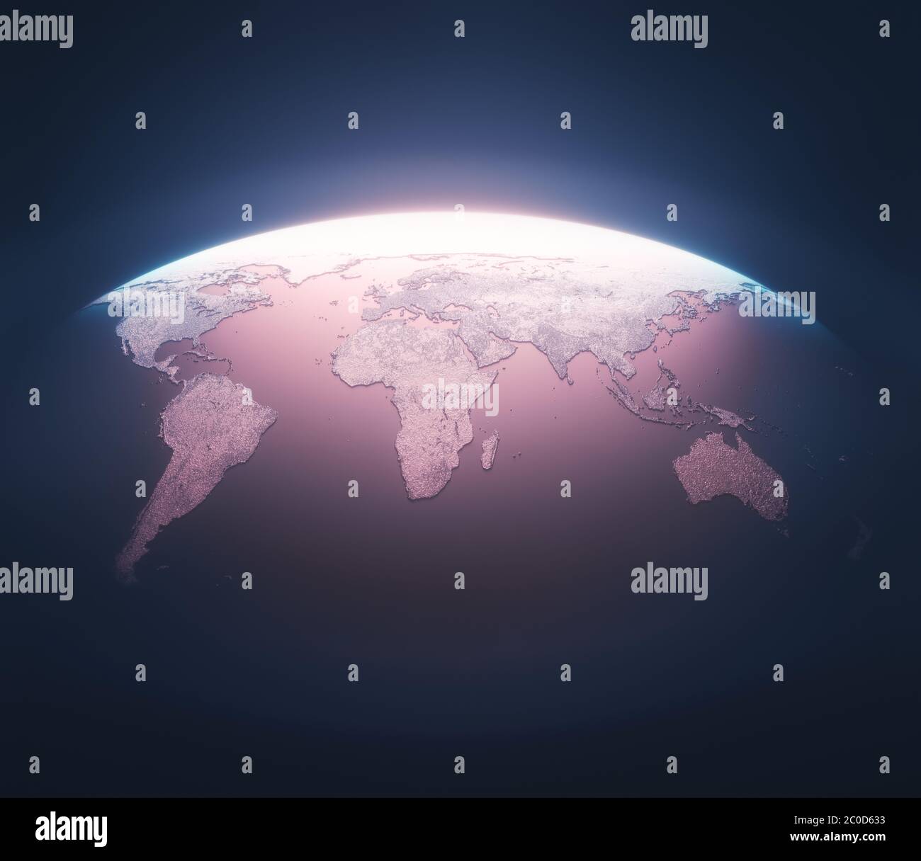 Illustrazione 3D del pianeta Terra. Immagine concettuale della globalizzazione. Foto Stock