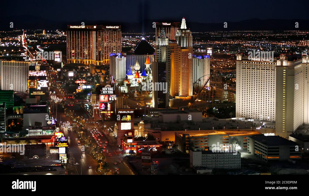 The Strip, notte di Las Vegas, Nevada, Stati Uniti Foto Stock