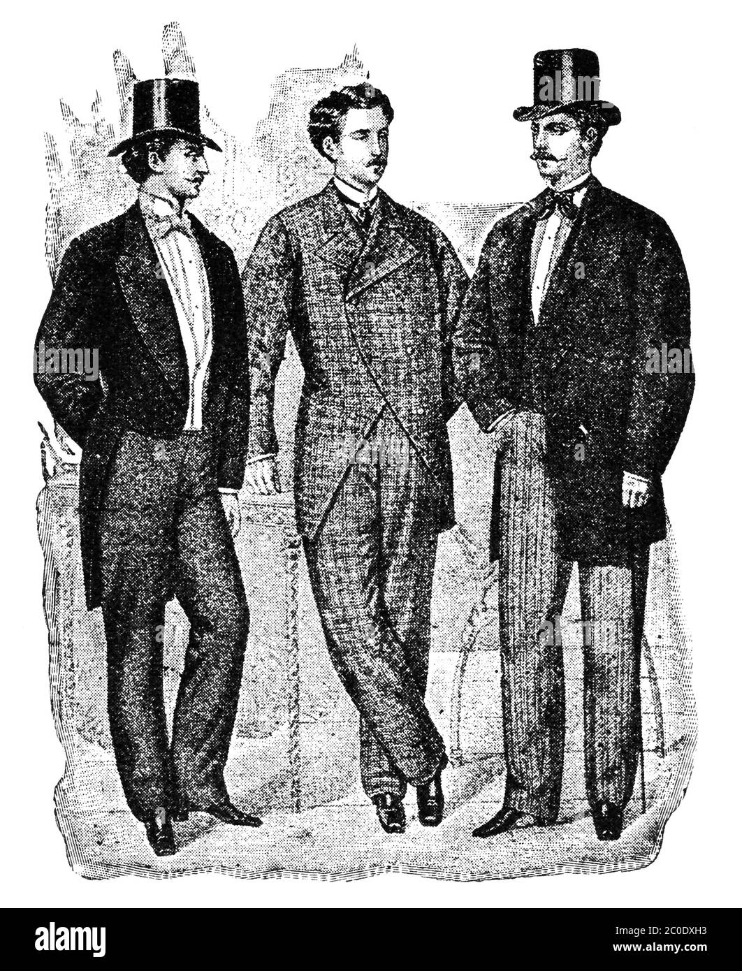 Moda uomo, 1874. Illustrazione del 19 ° secolo. Sfondo bianco. Foto Stock