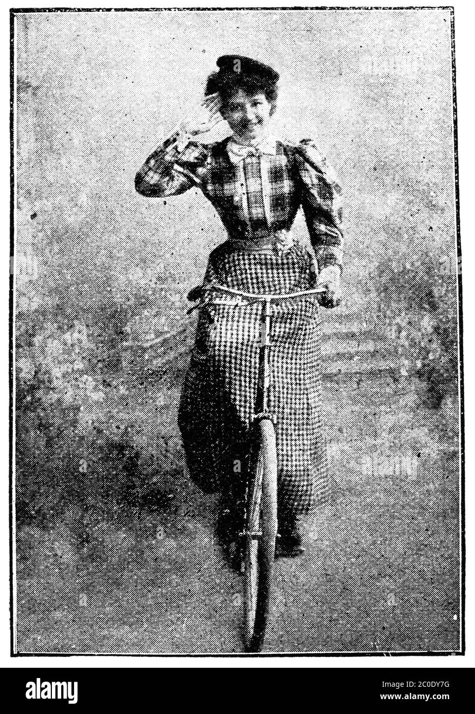 Abito sportivo donna, 1898. Illustrazione del 19 ° secolo. Sfondo bianco. Foto Stock