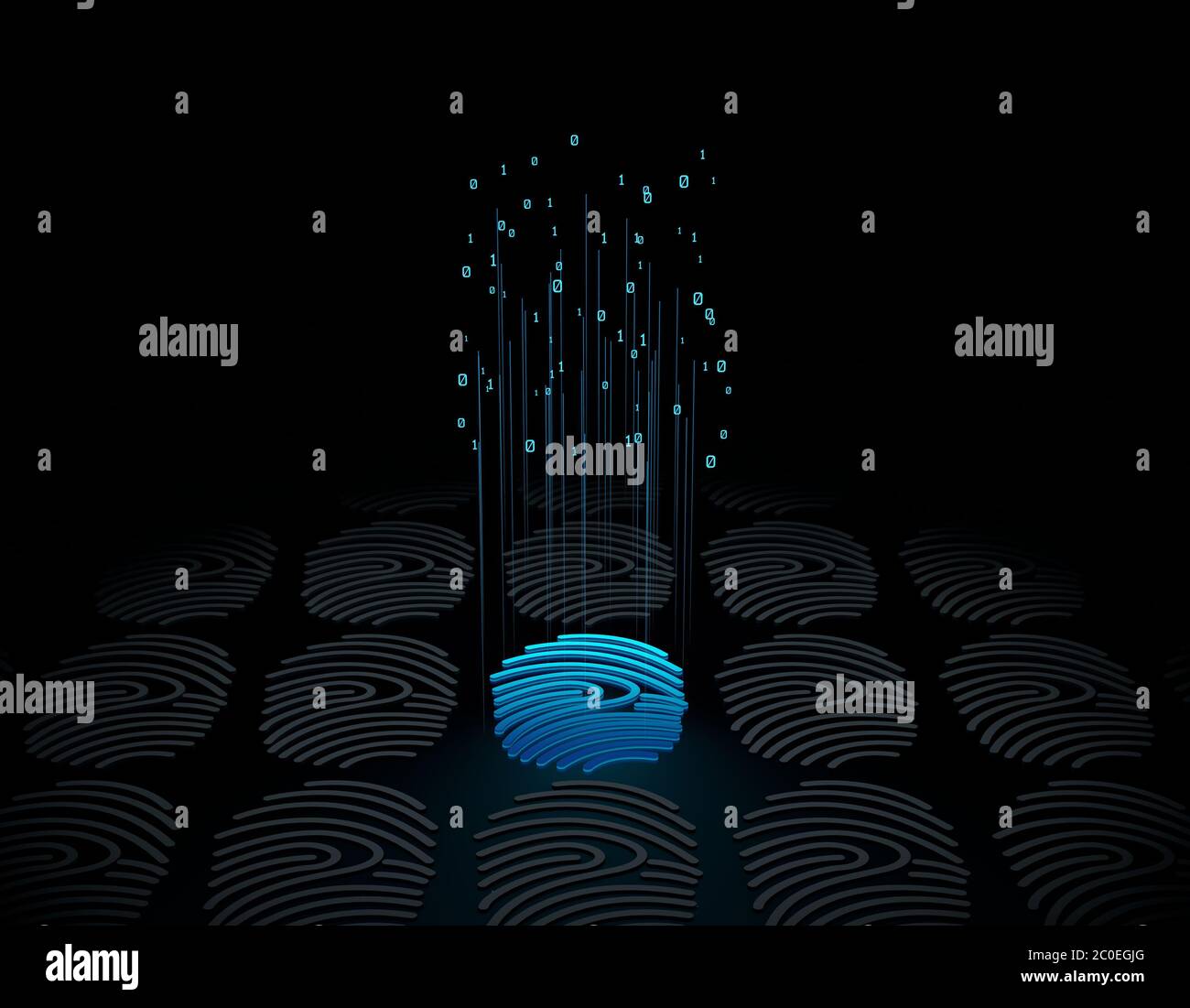 Tecnologia intelligente impronte digitali, identificazione e dati, codice Foto Stock