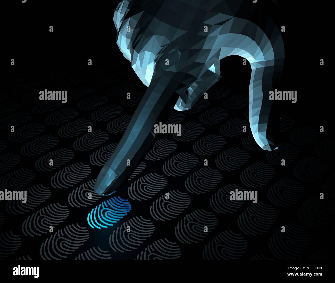 Tecnologia intelligente per impronte digitali, identificazione e intelligenza artificiale Foto Stock
