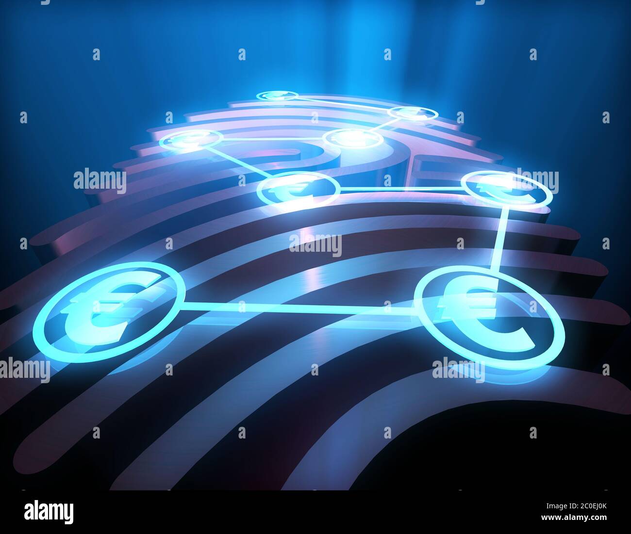 Smart Technology impronta digitale, identificazione e Internet Finance, Euro Foto Stock