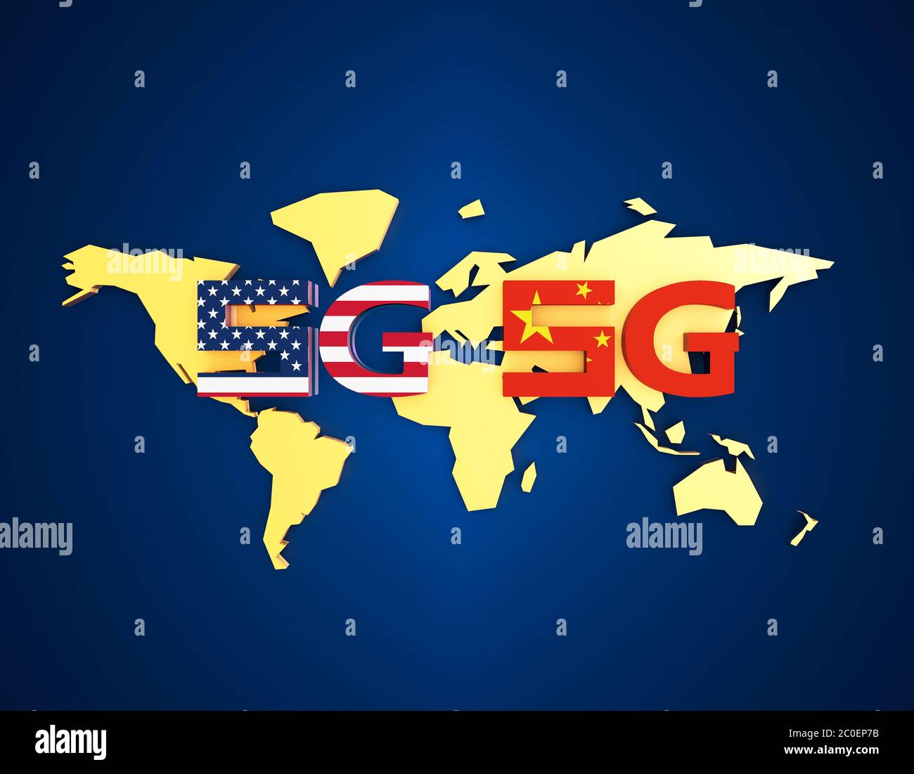 Il 5G della Cina compete con il 5G degli Stati Uniti Foto Stock