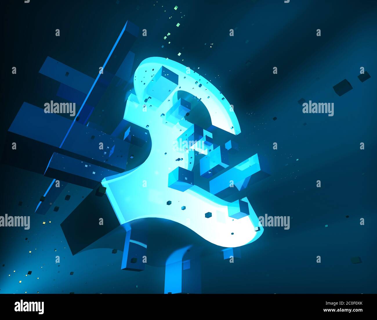 Tecnologia di finanza elettronica, simbolo sterlina, matrice del programma Foto Stock