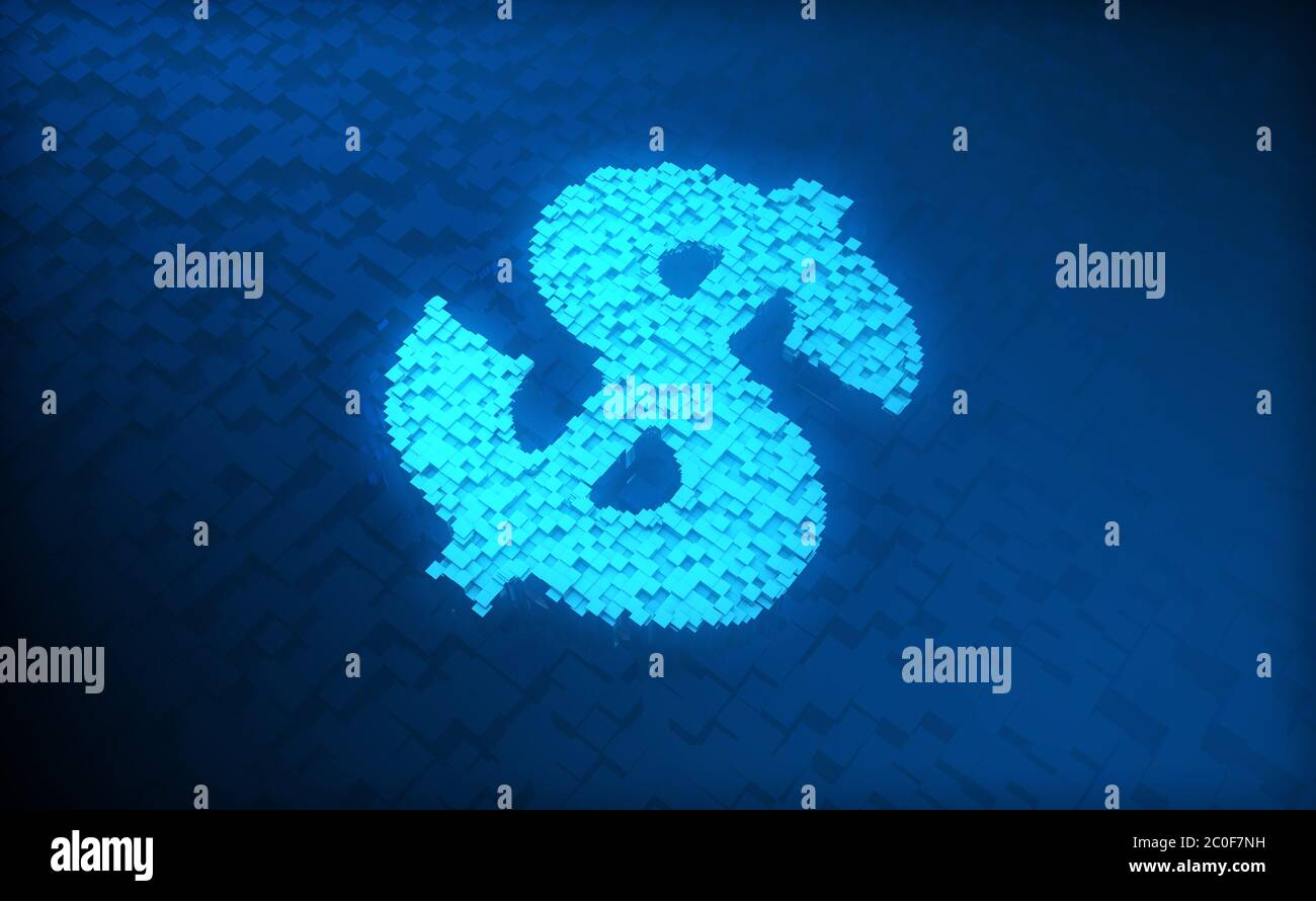 Tecnologia elettronica, dollari, composizione delle informazioni e interazione Foto Stock